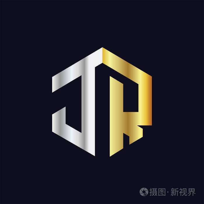 jr 首字母六角标志向量