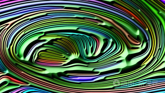 彩色浮雕3d 渲染的抽象设计基于自然形态,艺术造型,设计与装饰的几何