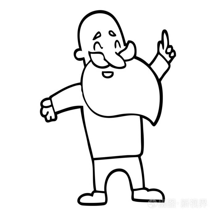 线条画卡通胡子的人