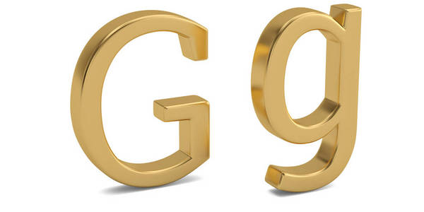 金金属 g 字母表在白色背景上被隔绝3d 例证