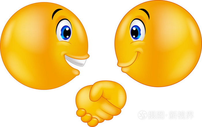 卡通表情握手