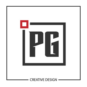 初始字母 pg 徽标模板设计向量插图