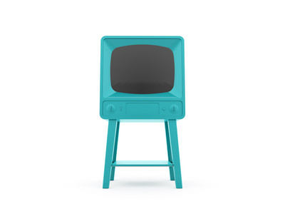 旧的蓝色复古电视
