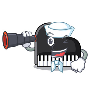 水手与双目钢琴吉祥物卡通风格