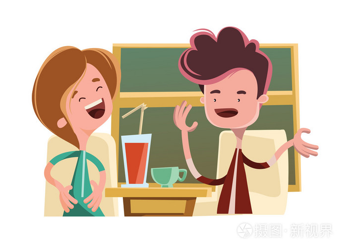 在酒吧里聊天的朋友矢量图卡通人物