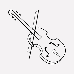 小提琴图标线元素。为您的 web 移动应用程序徽标设计而在干净的背景上隔离小提琴图标线的插图