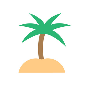 白色 backgrou 上的棕榈树图标矢量符号和符号分离