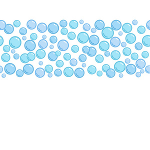 水平装饰线与肥皂气泡, 背景与水珠子, 蓝色斑点, 媒介泡沫球形例证