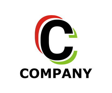 红色和浅绿色颜色标志符号双线像霓虹灯型字母 c 初始业务徽标设计理念插图形状为现代高级企业
