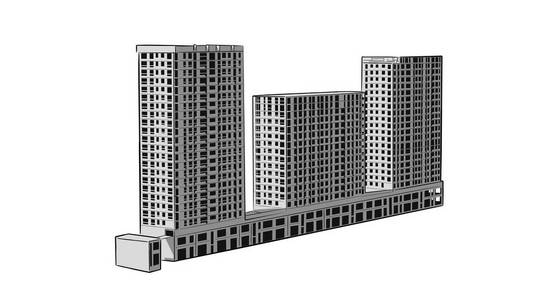 素描。建筑工地。城市。矢量手绘