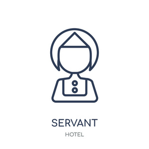 仆人图标。服务线性符号设计从酒店集合。简单的大纲元素向量例证在白色背景