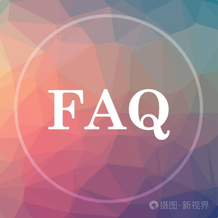常见问题图标.低聚背景下的 faq 网站按钮
