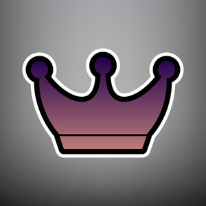 国王皇冠标志。向量。紫色渐变图标, 黑色和