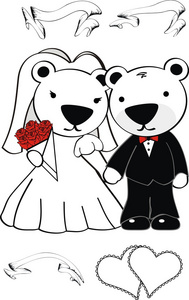 可爱的北极熊已婚的卡通