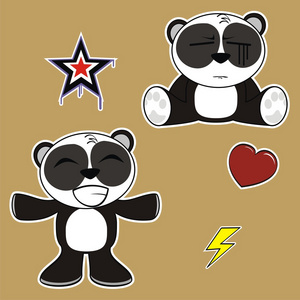 小小的熊猫可爱表情卡通 set2