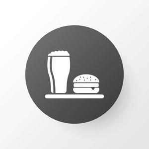 午餐图标符号。优质啤酒与汉堡元素的时尚风格分离