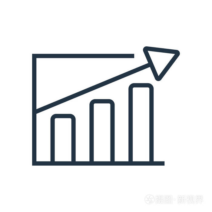 在白色背景上隔离折线图图标向量 折线图透明符号