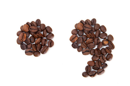 点和逗号标记用咖啡豆