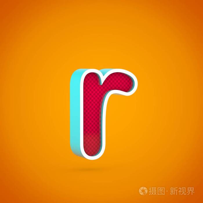 红色字母r小写3d渲染红色字体在热橙色背景下隔离碳纤维纹理