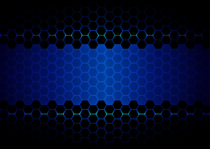 抽象六角蓝色光和黑色光技术