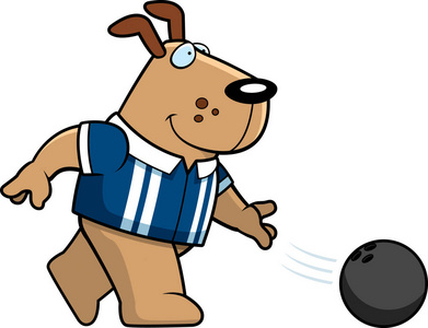 一只狗保龄球球的卡通插图
