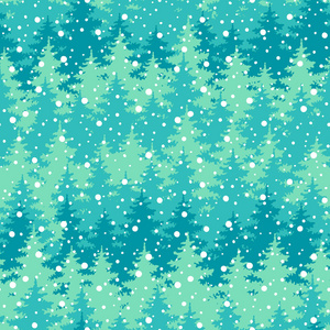 冬天假日向量背景与雪, 圣诞树