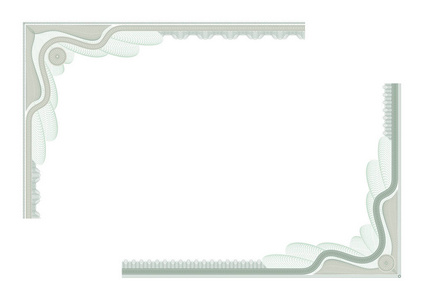 奖励证书和证券的装饰角。A4 页面比例。文件中包含的模式画笔