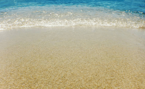 沙滩夏季背景下的蓝色海洋波浪