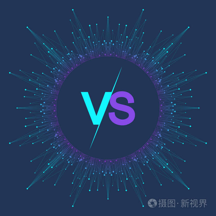 与连接的线和点的分形元素中的字母 vs.海报传播或粒子化合物 vs.