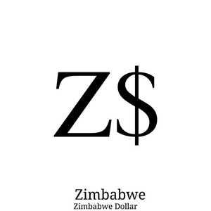 黑津巴布韦美元货币符号查出在白色背景