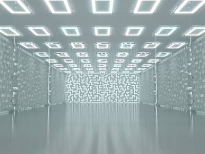 抽象的现代建筑背景，空开放空间的内部。3d 渲染