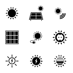 矢量黑色太阳能图标集