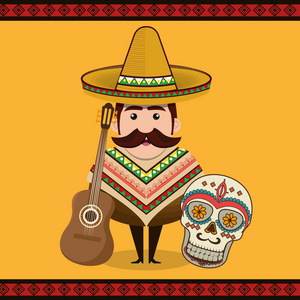 墨西哥人字符与文化图标