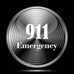 911紧急情况图标。黑色背景上的互联网按钮