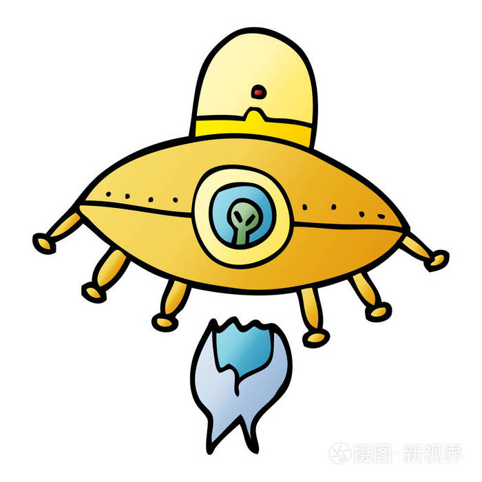 动画片涂鸦外星人宇宙飞船