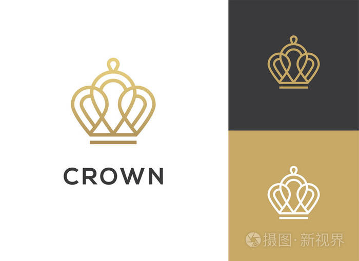 复古皇冠图标.皇家豪华国王标志.抽象几何线性标志