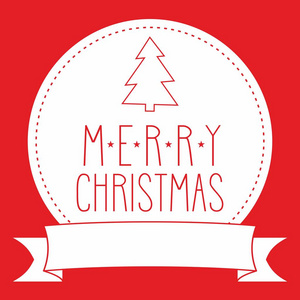 节日矢量卡与手绘制欢快的圣诞愿望和白色圆点红色背景