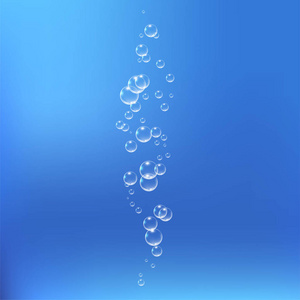 蓝色背景下的水矢量图下气泡