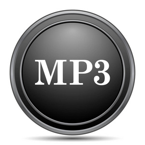 Mp3 图标, 黑色网站按钮白色背景