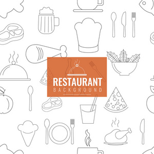 餐厅咖啡厅或食品无缝纹理图案的菜单, 织物, 包装或礼物盒。矢量背景插图