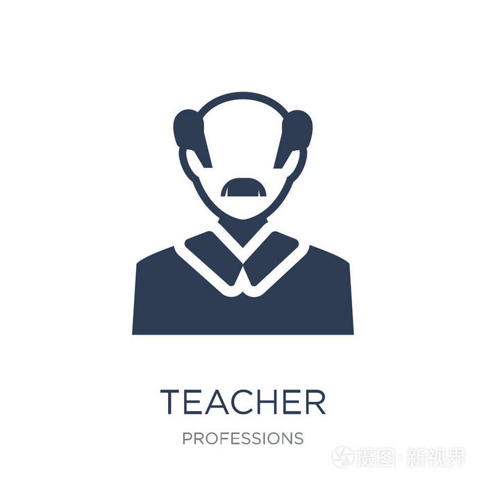 时尚的平面向量老师图标在白色背景从专业汇集 向量例证可用于网络和