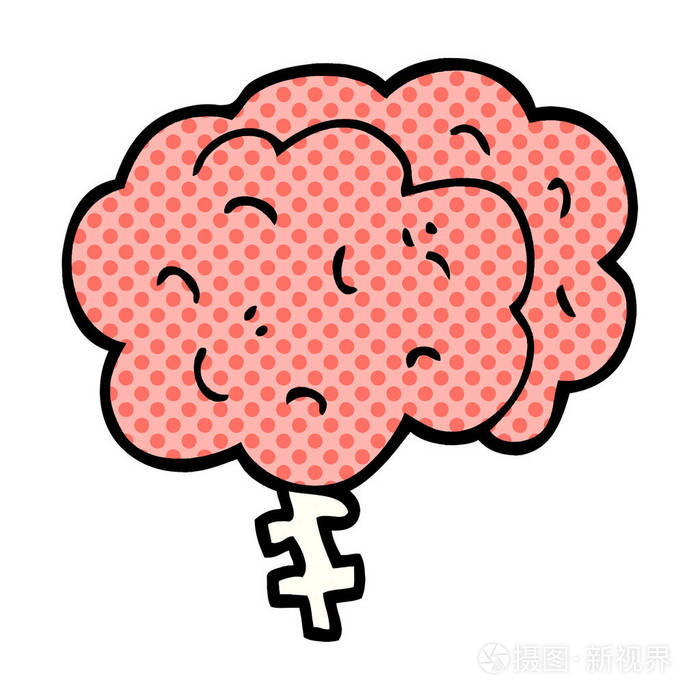 卡通涂鸦大脑矢量插图