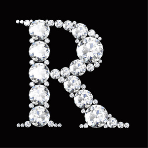 由钻石和宝石制成的 R 字母