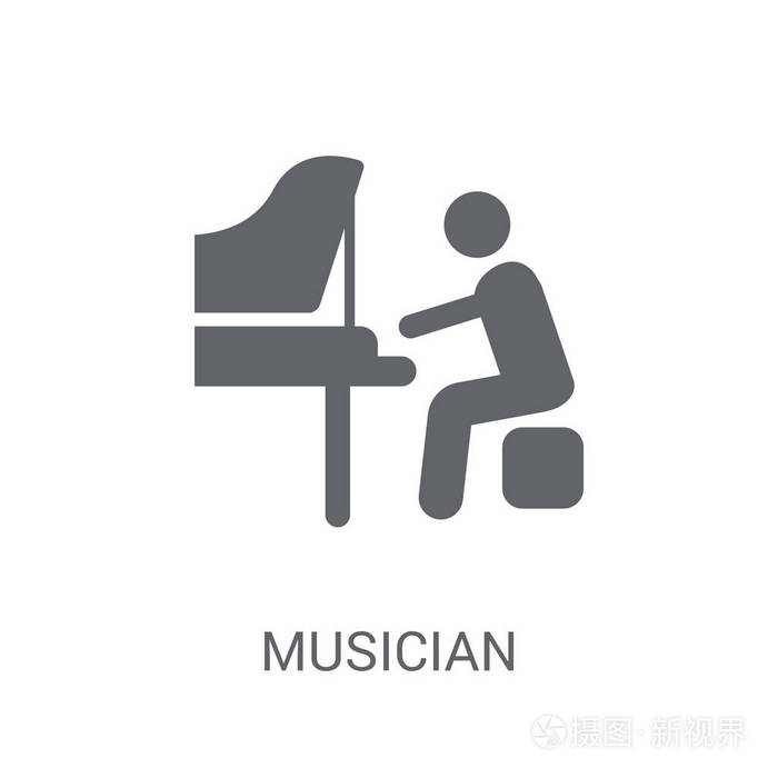 时尚音乐家标志概念上的白色背景从专业收藏.