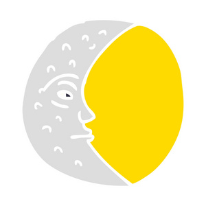 与脸的动画片涂鸦新月月亮