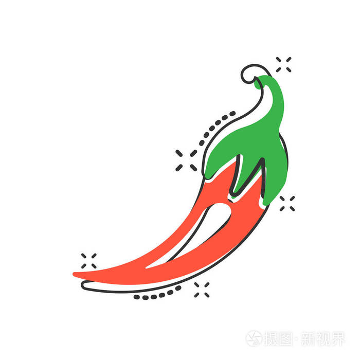 矢量卡通辣椒在漫画风格的图标.麻辣辣椒概念插画象形