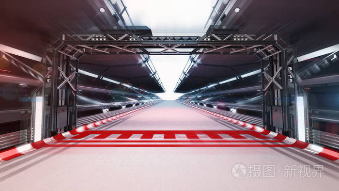 照明赛道终点线赛车运动背景渲染3d插图