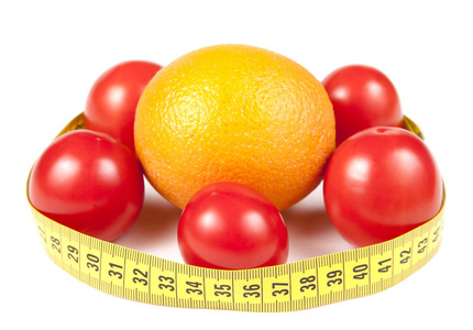 西红柿和测量带橙色