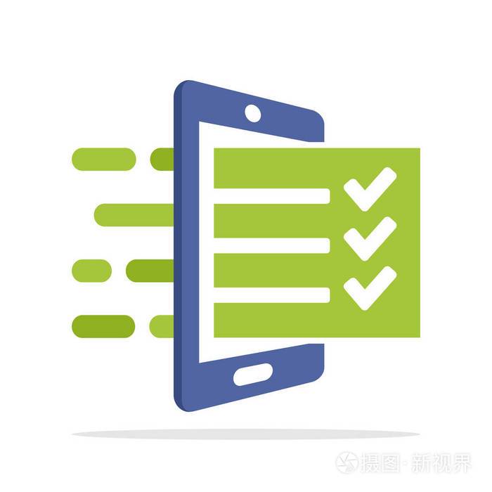 矢量插图图标与调查, 评估, 审查服务与移动应用程序的概念