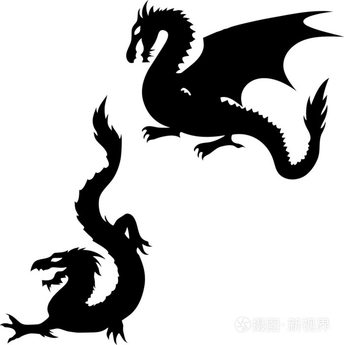 两个龙剪影
